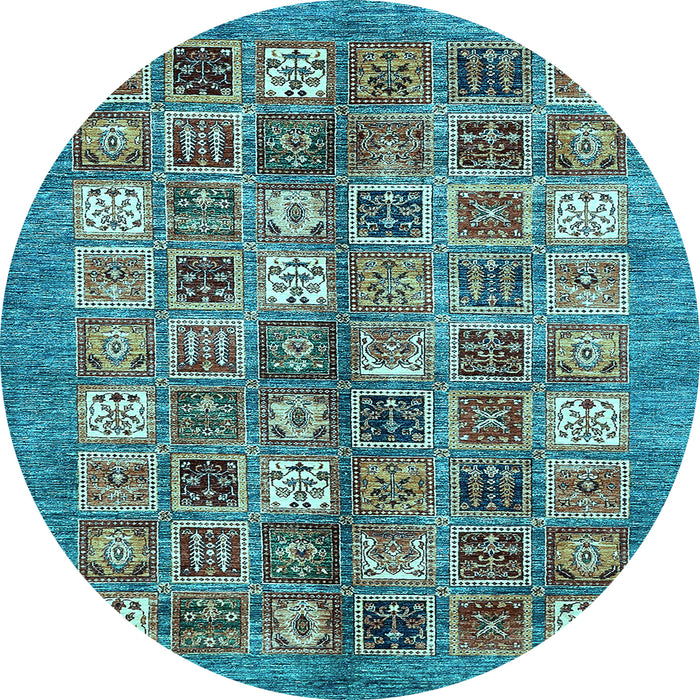 Round Abstract Light Blue Modern Rug, abs367lblu