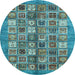 Round Abstract Light Blue Modern Rug, abs367lblu