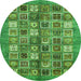 Round Abstract Green Modern Rug, abs367grn