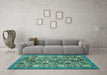 Machine Washable Abstract Turquoise Modern Area Rugs in a Living Room,, wshabs367turq