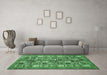 Machine Washable Abstract Emerald Green Modern Area Rugs in a Living Room,, wshabs367emgrn