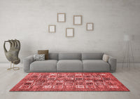 Machine Washable Abstract Red Modern Rug, wshabs367red