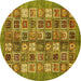 Round Machine Washable Abstract Yellow Modern Rug, wshabs367yw