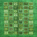 Square Machine Washable Abstract Green Modern Area Rugs, wshabs367grn