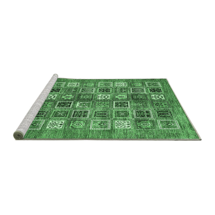 Sideview of Machine Washable Abstract Emerald Green Modern Area Rugs, wshabs367emgrn