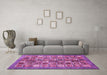 Machine Washable Abstract Pink Modern Rug in a Living Room, wshabs367pnk