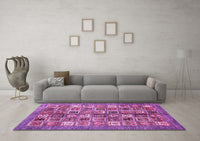 Machine Washable Abstract Pink Modern Rug, wshabs367pnk