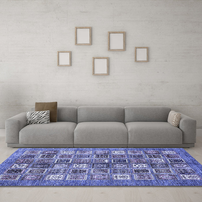 Machine Washable Abstract Blue Modern Rug in a Living Room, wshabs367blu