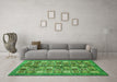 Machine Washable Abstract Green Modern Area Rugs in a Living Room,, wshabs367grn