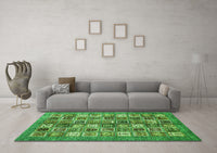 Machine Washable Abstract Green Modern Rug, wshabs367grn