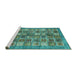 Sideview of Machine Washable Abstract Turquoise Modern Area Rugs, wshabs367turq