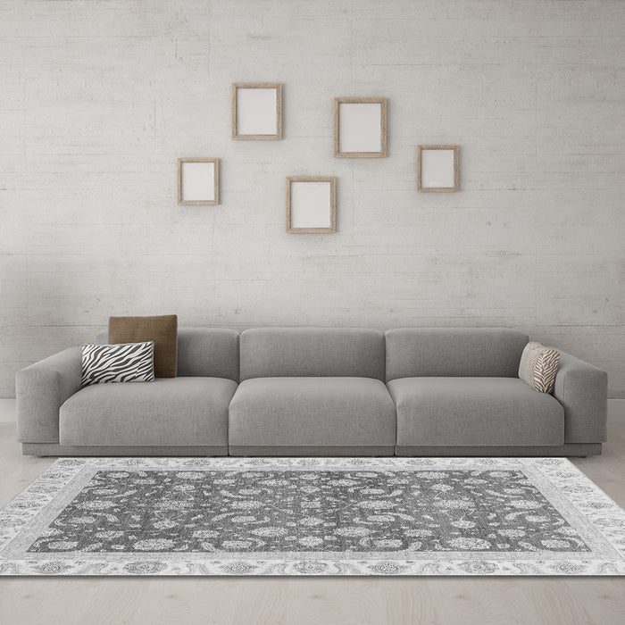Machine Washable Oriental Gray Traditional Rug in a Living Room,, wshabs3680gry