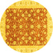 Round Machine Washable Oriental Yellow Traditional Rug, wshabs3680yw