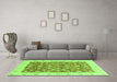 Machine Washable Oriental Green Traditional Area Rugs in a Living Room,, wshabs3680grn