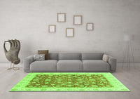 Machine Washable Oriental Green Traditional Rug, wshabs3680grn