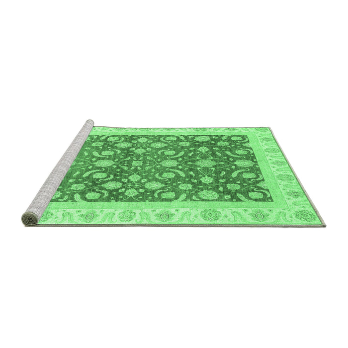 Sideview of Machine Washable Oriental Emerald Green Traditional Area Rugs, wshabs3680emgrn