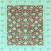 Square Oriental Light Blue Traditional Rug, abs3680lblu