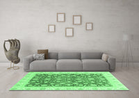 Machine Washable Oriental Emerald Green Traditional Rug, wshabs3680emgrn