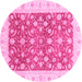 Round Oriental Pink Traditional Rug, abs3680pnk