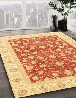 Machine Washable Abstract Orange Red Rug in a Family Room, wshabs3680