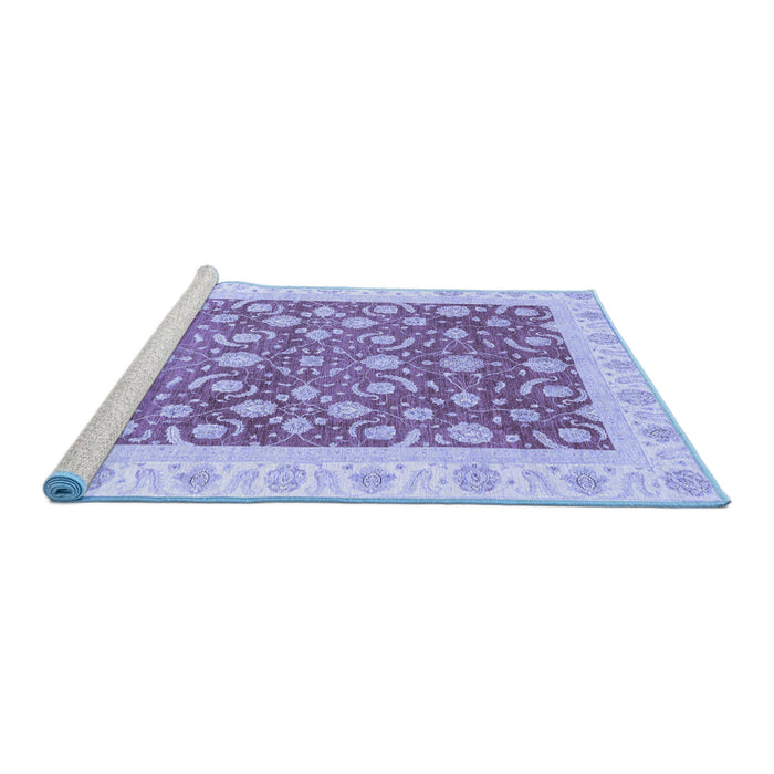 Sideview of Machine Washable Oriental Blue Traditional Rug, wshabs3680blu
