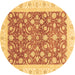 Round Oriental Brown Traditional Rug, abs3680brn