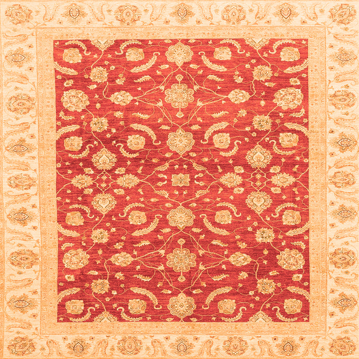Square Oriental Orange Traditional Rug, abs3680org