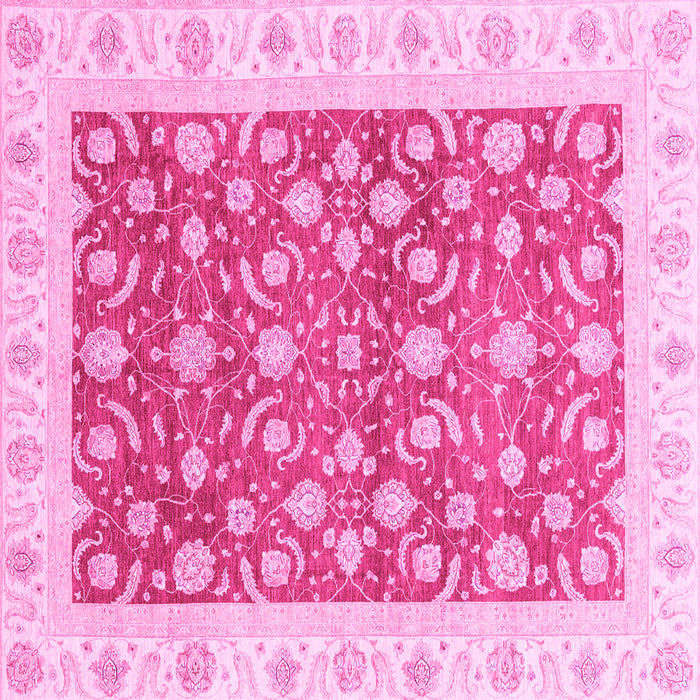 Square Machine Washable Oriental Pink Traditional Rug, wshabs3680pnk