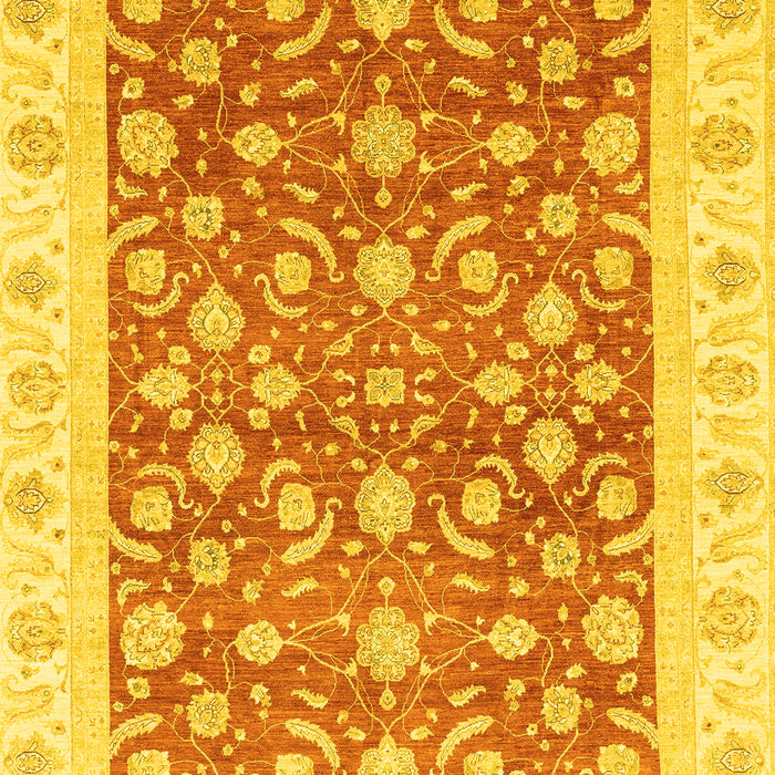 Machine Washable Oriental Yellow Traditional Rug, wshabs3680yw
