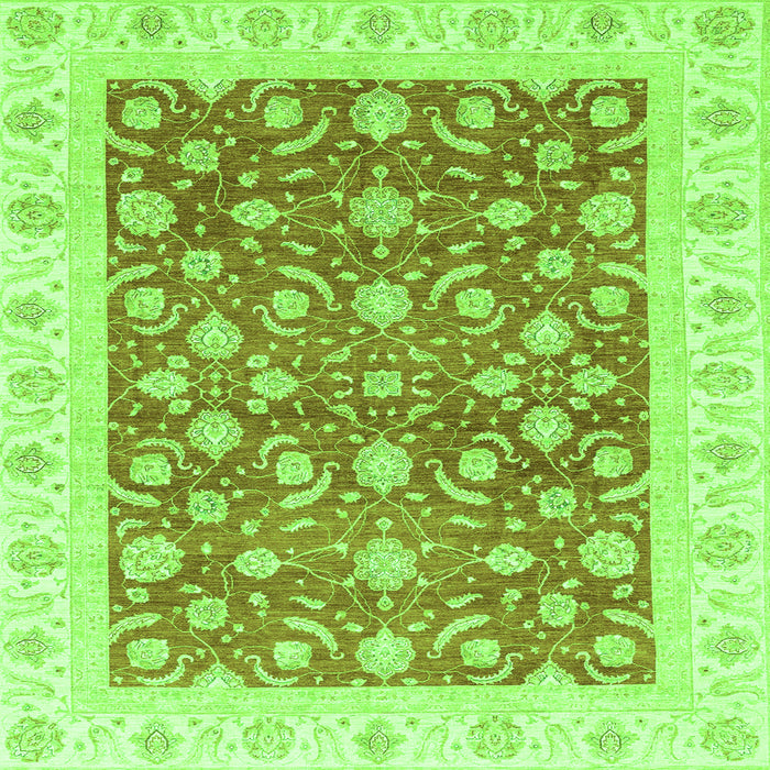 Square Machine Washable Oriental Green Traditional Area Rugs, wshabs3680grn