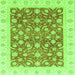 Square Machine Washable Oriental Green Traditional Area Rugs, wshabs3680grn