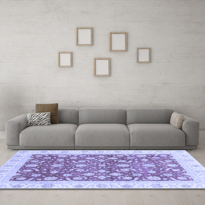 Machine Washable Oriental Blue Traditional Rug in a Living Room, wshabs3680blu