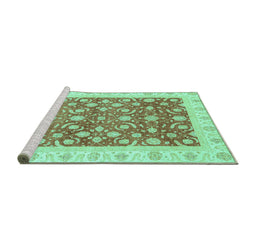 Sideview of Machine Washable Oriental Turquoise Traditional Area Rugs, wshabs3680turq