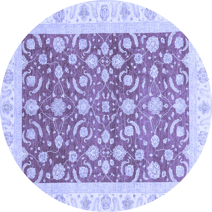 Round Machine Washable Oriental Blue Traditional Rug, wshabs3680blu