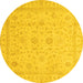 Round Oriental Yellow Traditional Rug, abs3681yw