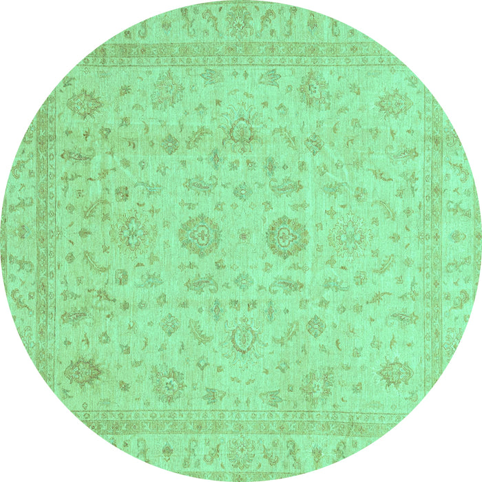 Round Oriental Turquoise Traditional Rug, abs3681turq