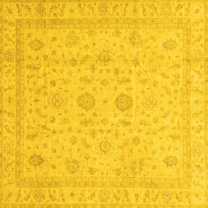 Square Machine Washable Oriental Yellow Traditional Rug, wshabs3681yw
