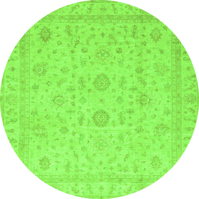 Round Machine Washable Oriental Green Traditional Area Rugs, wshabs3681grn
