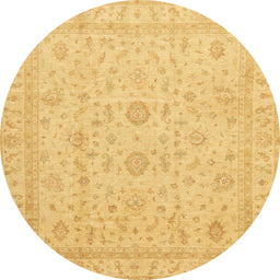 Round Abstract Orange Oriental Rug, abs3681