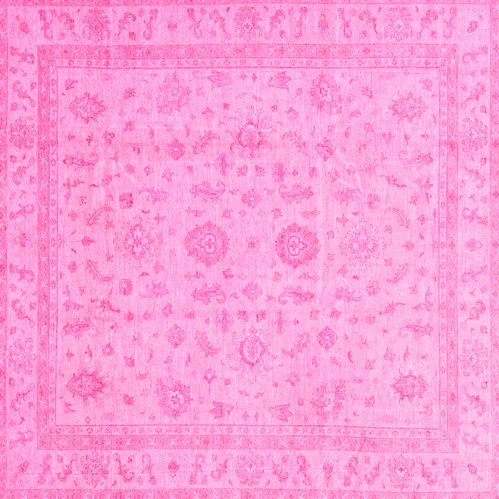 Square Machine Washable Oriental Pink Traditional Rug, wshabs3681pnk