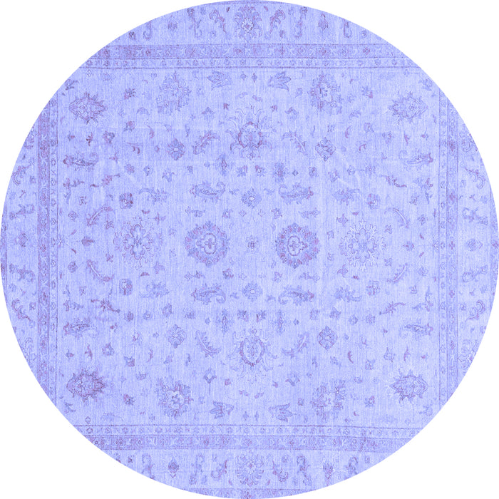Round Machine Washable Oriental Blue Traditional Rug, wshabs3681blu