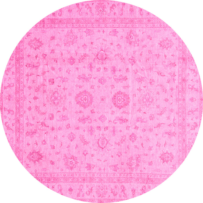 Round Oriental Pink Traditional Rug, abs3681pnk