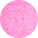 Round Oriental Pink Traditional Rug, abs3681pnk