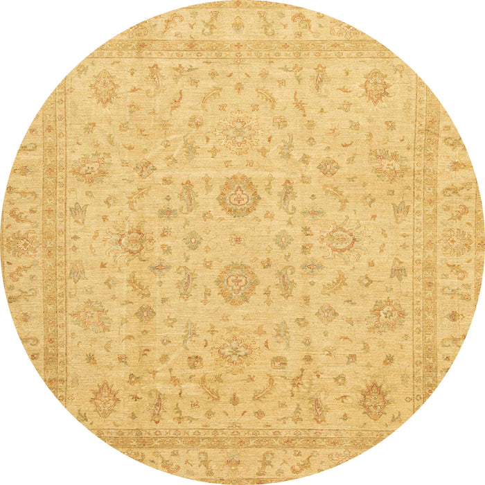 Round Machine Washable Abstract Orange Rug, wshabs3681