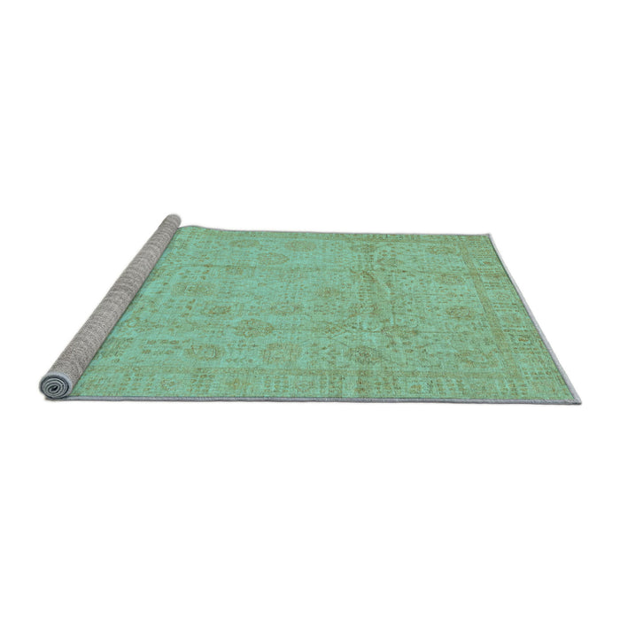 Sideview of Machine Washable Oriental Light Blue Traditional Rug, wshabs3682lblu
