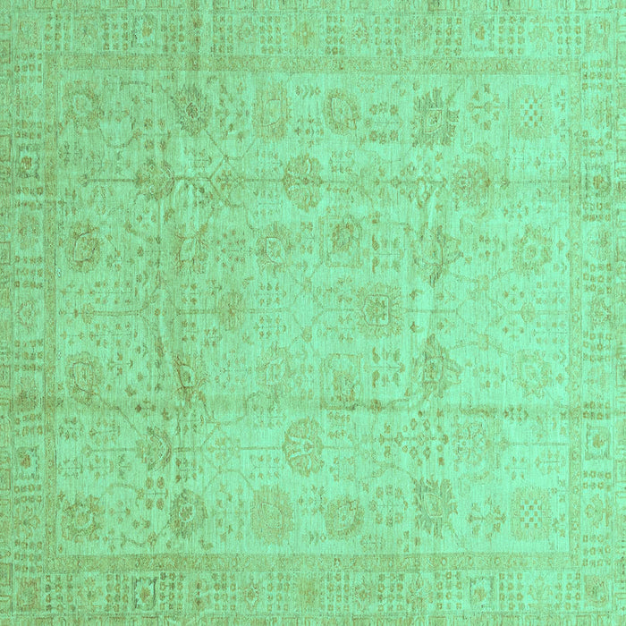 Square Machine Washable Oriental Turquoise Traditional Area Rugs, wshabs3682turq