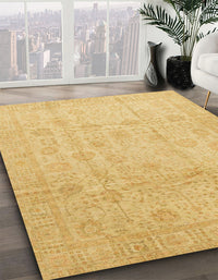 Abstract Chrome Gold Yellow Oriental Rug, abs3682