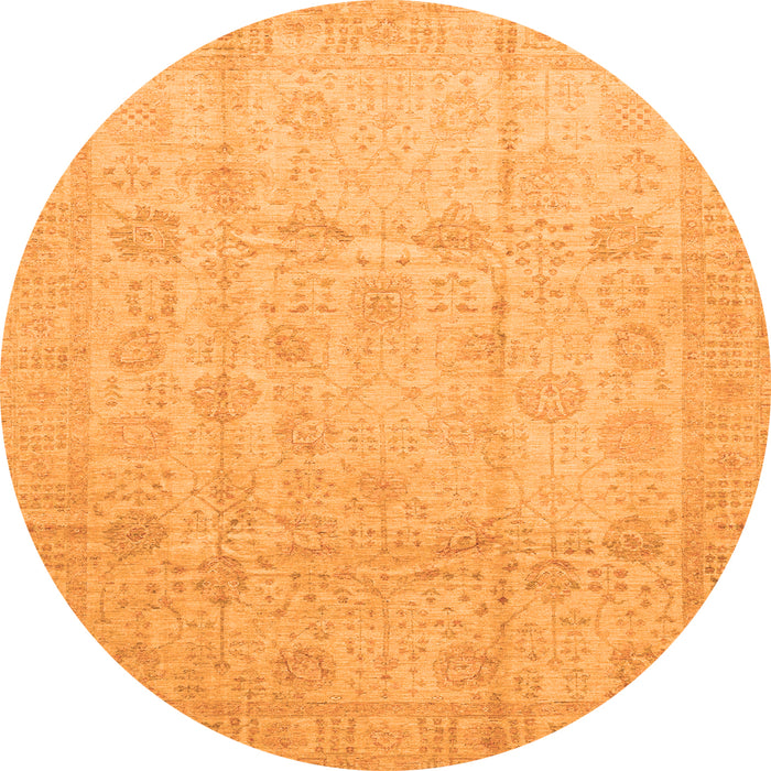 Round Oriental Orange Traditional Rug, abs3682org