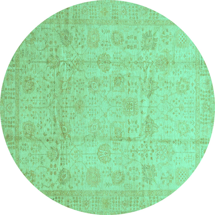 Round Oriental Turquoise Traditional Rug, abs3682turq
