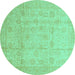 Round Oriental Turquoise Traditional Rug, abs3682turq